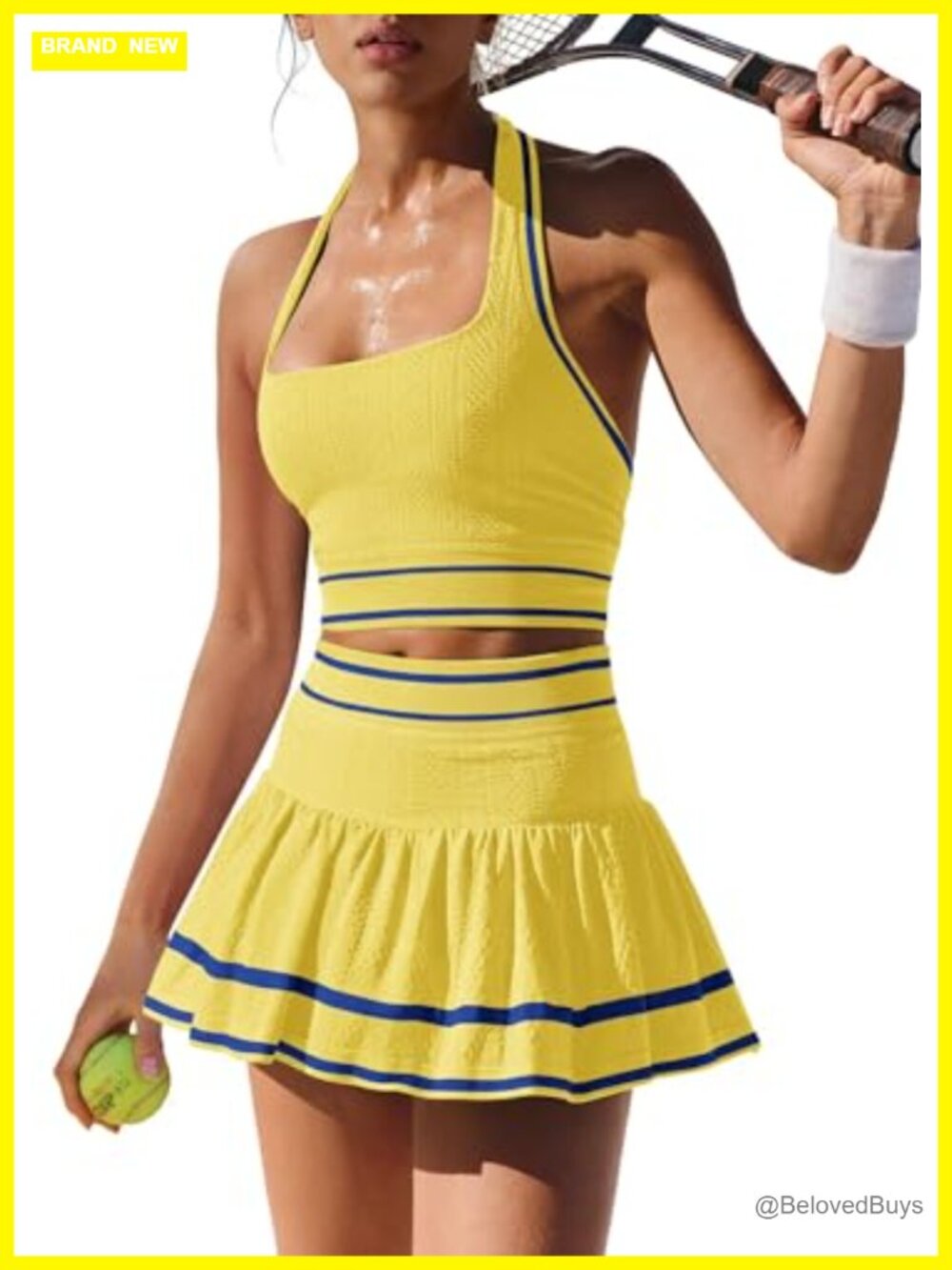 Women's 2 Piece Tennis Skirt Set Pickleball Golf Outfit with Built-in Shorts